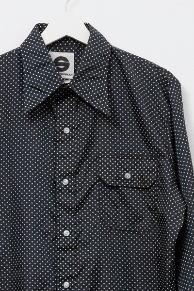 Vintage 1970s Saska Ski Wear Black Nylon Polka Dot Shirt