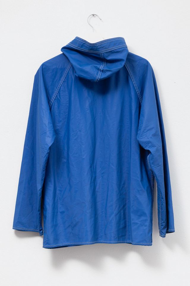 Vintage 1980s Anchor Bay Blue Rubber Snap Button Rain Jacket #2