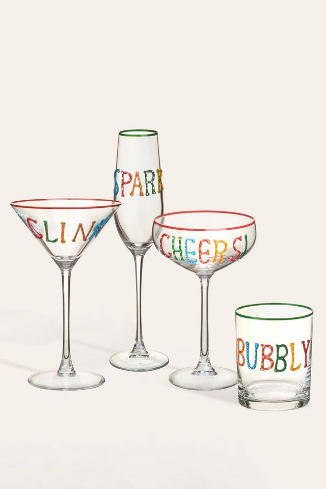 Zsa Zsa Zsu Loess Hand Printed Champagne Glass #1