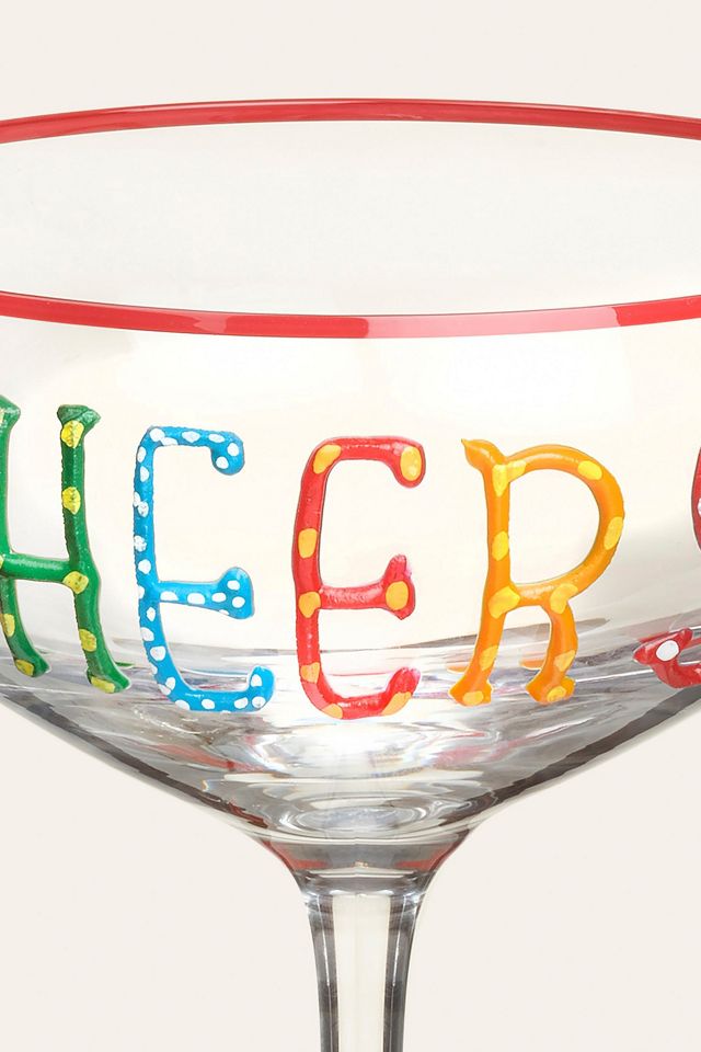 Zsa Zsa Zsu Loess Hand Printed Champagne Glass #3