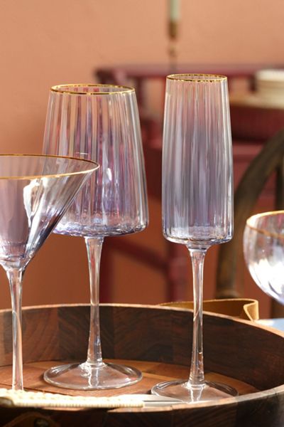 Zsa Zsa Zsu Ribbed Flute Champagne Glass Set
