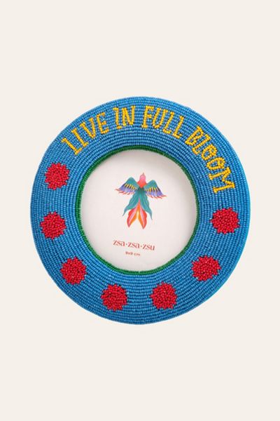 Zsa Zsa Zsu Dadri Round Decorative Beaded Wood Frame