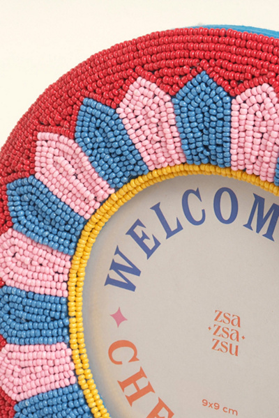 Zsa Zsa Zsu Dadri Round Decorative Beaded Wood Frame
