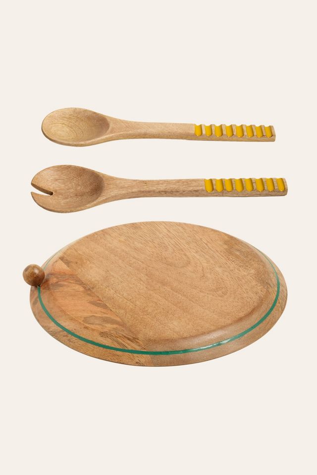 Zsa Zsa Zsu Lakri Mango Tree Salad Spoon & Serving Board Set #1