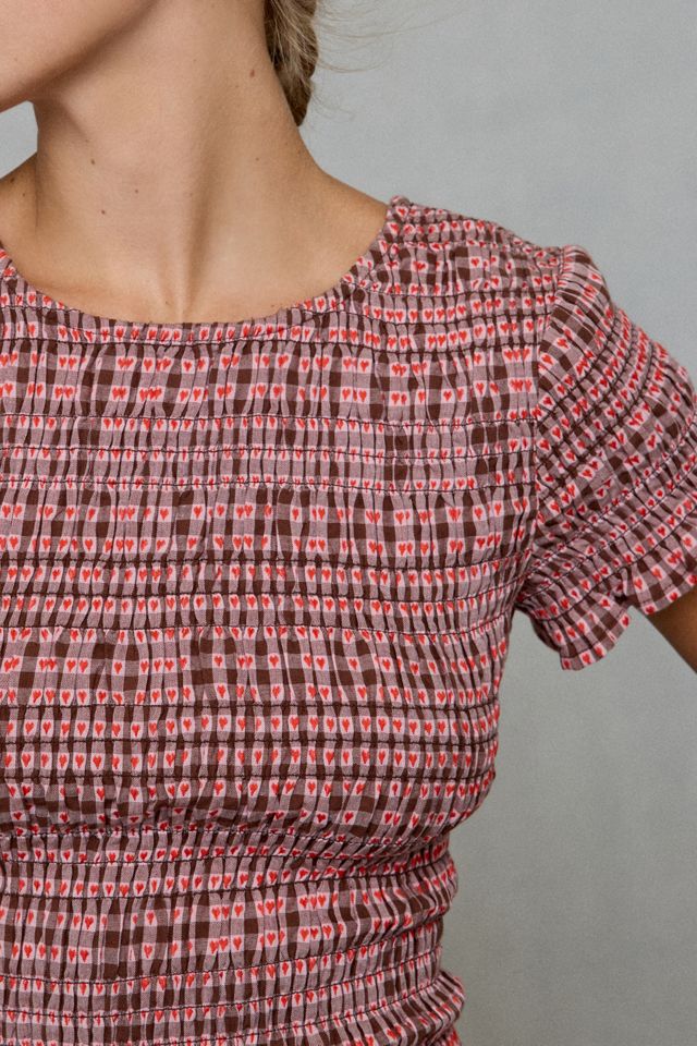 Kimchi Blue Anna Smocked Cotton Short Sleeve Blouse #1
