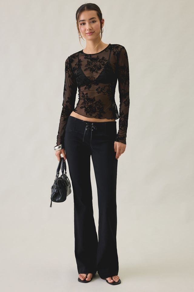Kimchi Blue Raya Sheer Floral Burnout Mesh Long Sleeve Top #1