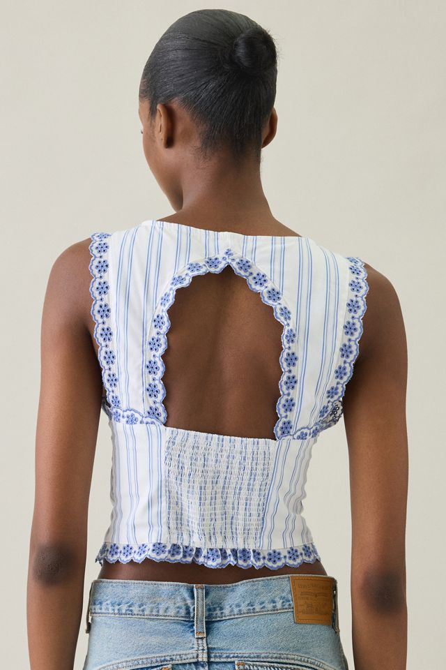 Débardeur corset en popeline avec bordure en dentelle It's A Vibe Kimchi Blue #1