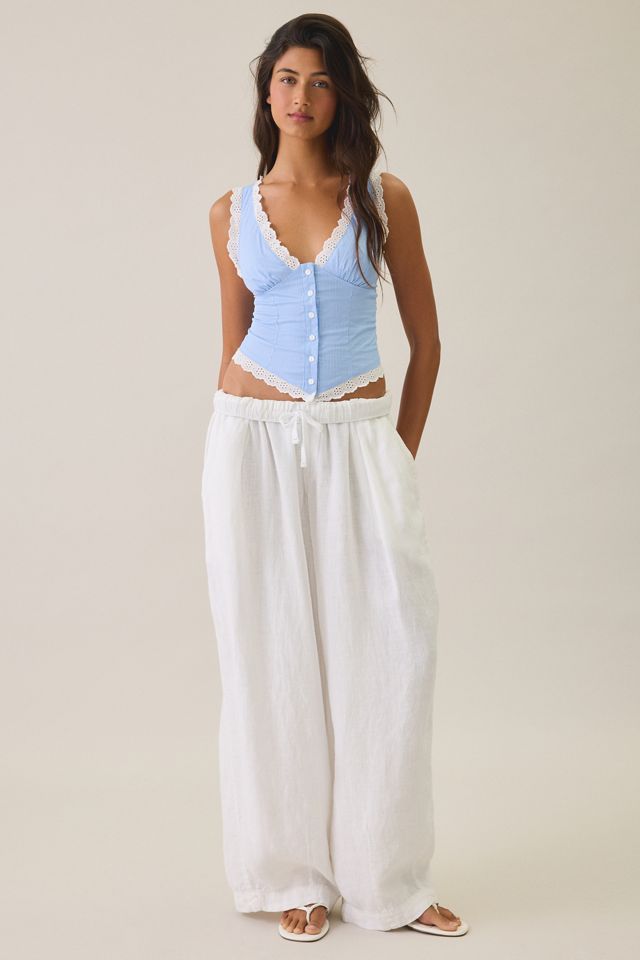 Débardeur corset en popeline avec bordure en dentelle It's A Vibe Kimchi Blue #1