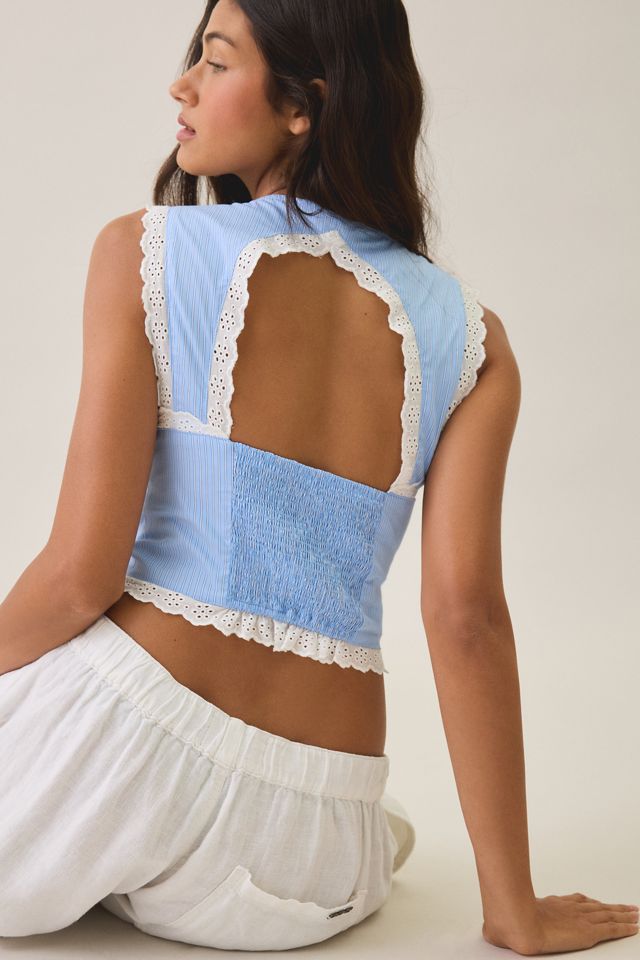 Débardeur corset en popeline avec bordure en dentelle It's A Vibe Kimchi Blue #3