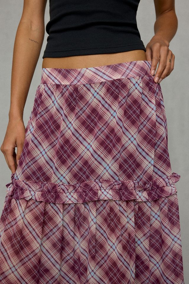 Kimchi Blue Yasmin Plaid Tiered Maxi Skirt #2