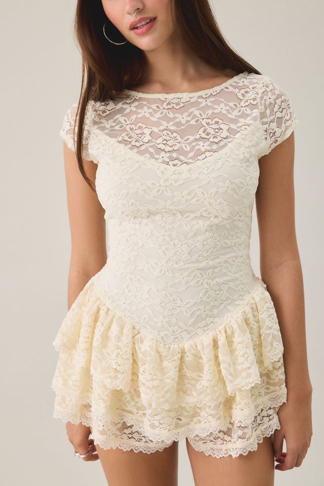 Kimchi Blue Ruffled Up Lace Short Sleeve Romper #4