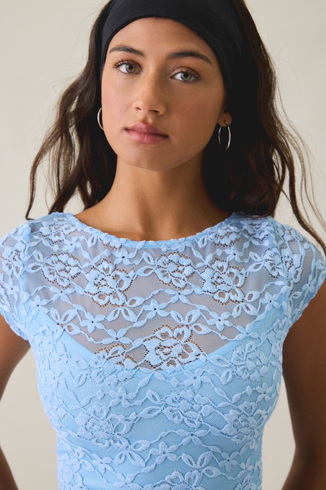 Kimchi Blue Ruffled Up Lace Short Sleeve Romper #3