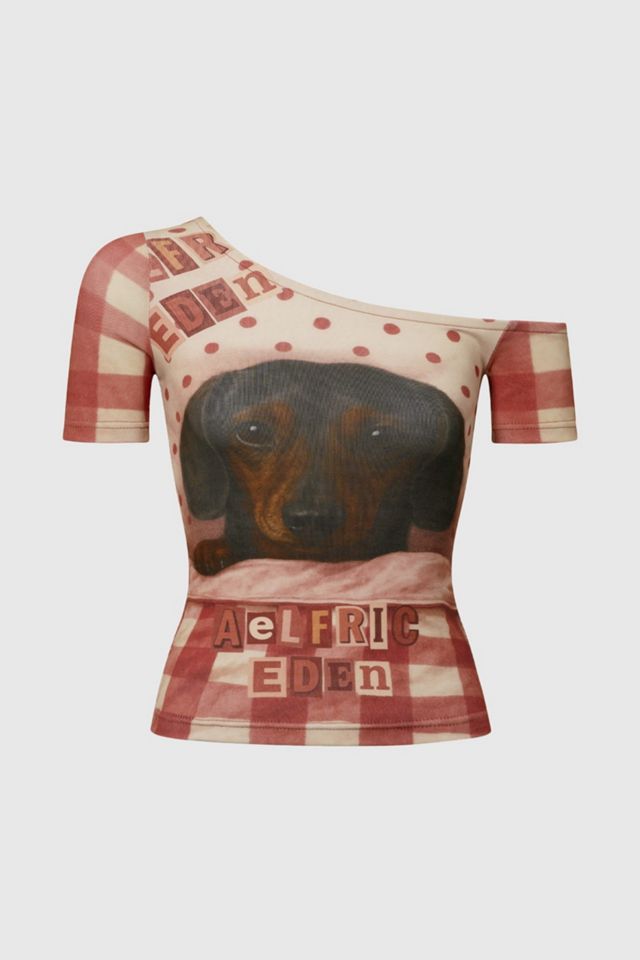 Aelfric Eden Polka Dot Dachshund Off-the-Shoulder Tee #3