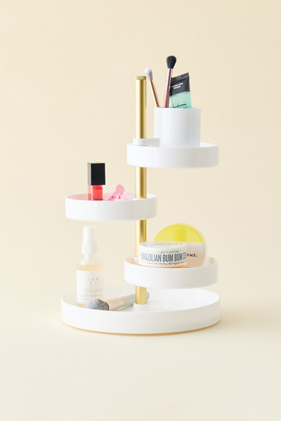 Cecilia Rotating Tiered Makeup Organizer in White at Urban Outfitters