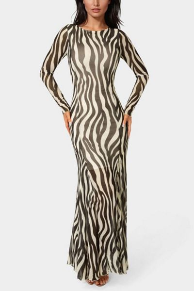 Bebe Long Sleeve Powermesh Dress