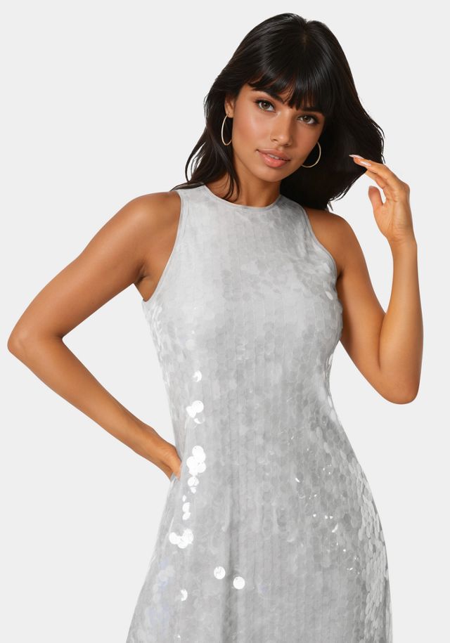 bebe glitter dress High Slit Sequin Midi Dress main image 0