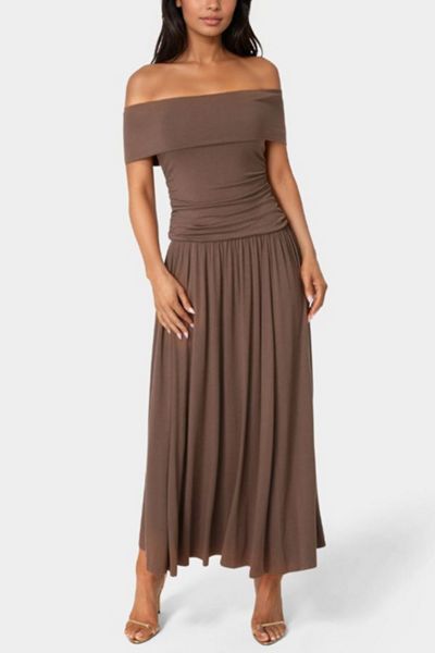 Bebe Off the Shoulder Drop Waist Dress