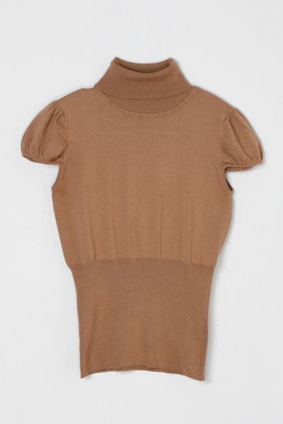 Vintage Y2k Tan Knit Turtleneck Top