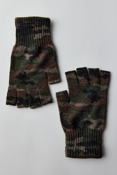Camo Knit Fingerless Gloves