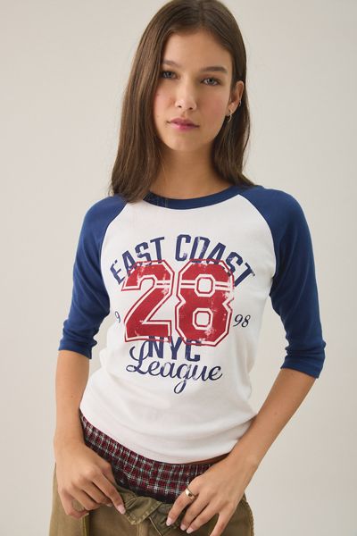 East Coast NYC Graphic Raglan 3/4 Sleeve Tee