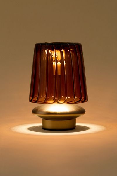 Sabrina Pleated Glass Rechargeable LED Table Lamp
