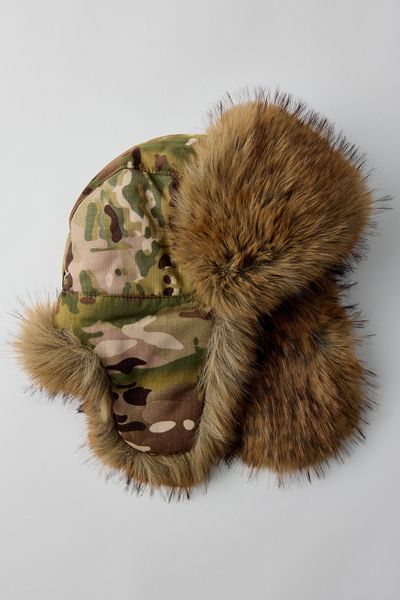 Ripstop Camo Faux Fur Trapper Hat