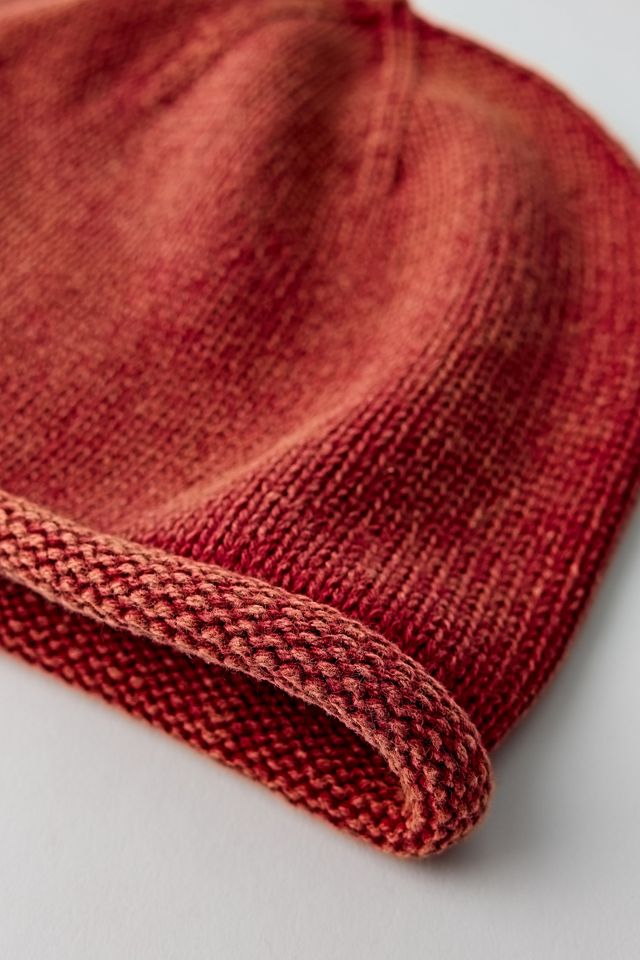 Bonnet en tricot lavé à rebord roulé #2