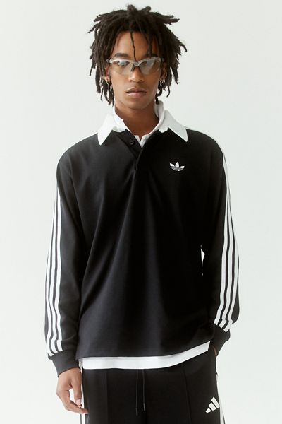 adidas 3-Stripe Long Sleeve Rugby Tee