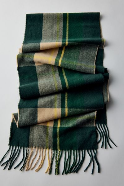 Plaid Fringed Scarf