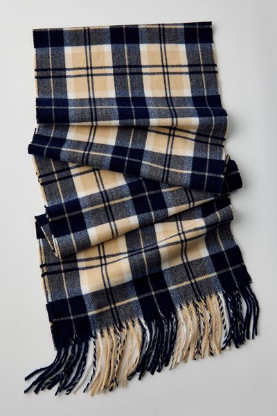 Plaid Fringed Scarf