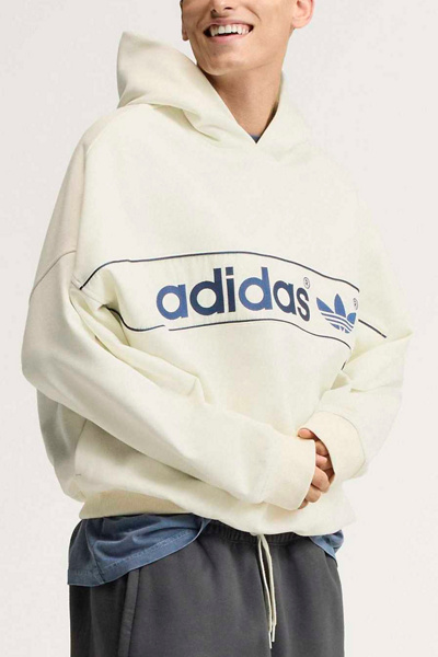 adidas adiSignature NY Hoodie Sweatshirt in Off White, Men's at Urban Outfitters