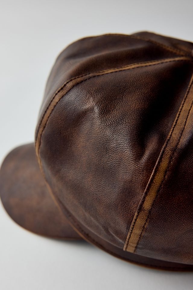 Faux Leather Baker Boy Hat #1