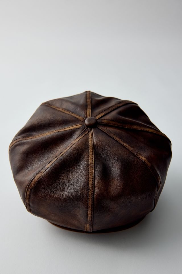 Faux Leather Baker Boy Hat #2