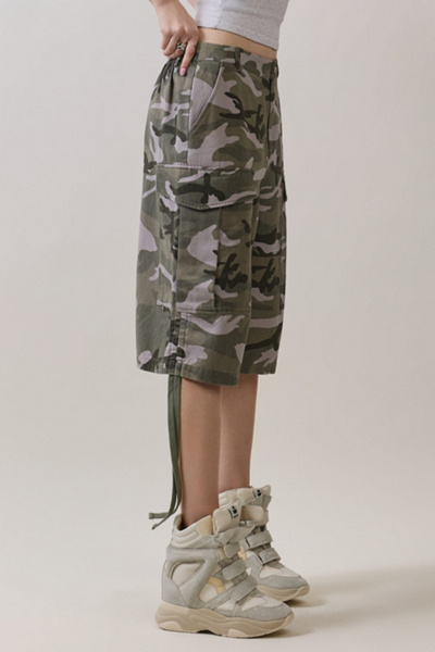 Personal Code Camo Print Washed Bermuda Shorts