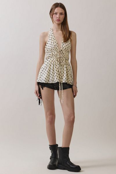 Personal Code Polka Dot Double Tie Halter Top