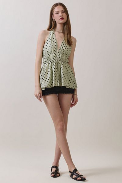 Personal Code Polka Dot Double Tie Halter Top