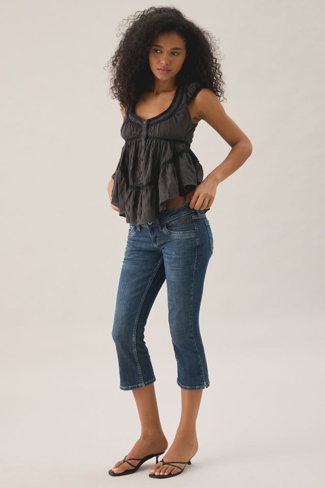 BDG Amelia Cotton Lace Trim Cap Sleeve Babydoll Top #1
