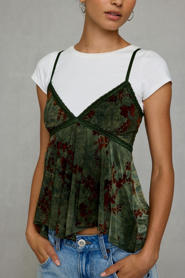 Kimchi Blue Celia Floral Burnout Lace Trim Babydoll Cami #2