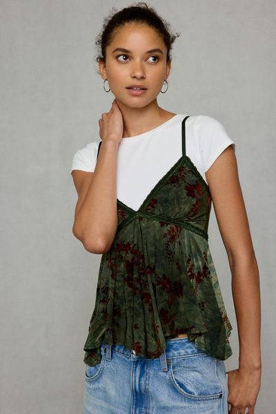 Kimchi Blue Celia Floral Burnout Lace Trim Babydoll Cami