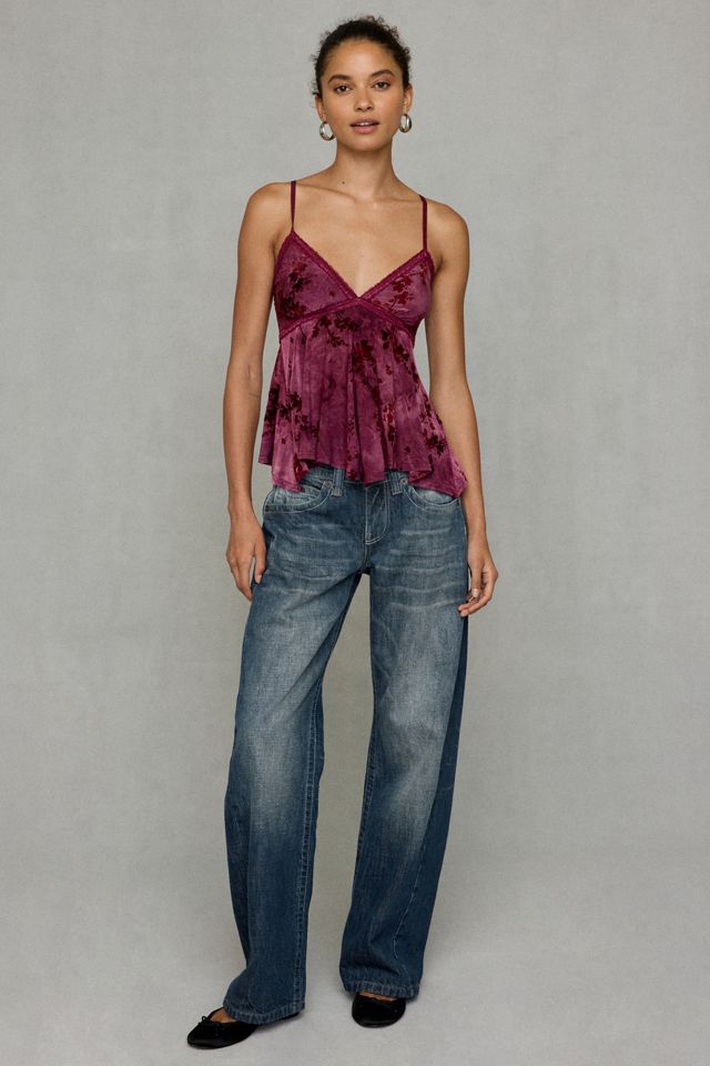 Kimchi Blue Celia Floral Burnout Lace Trim Babydoll Cami #1