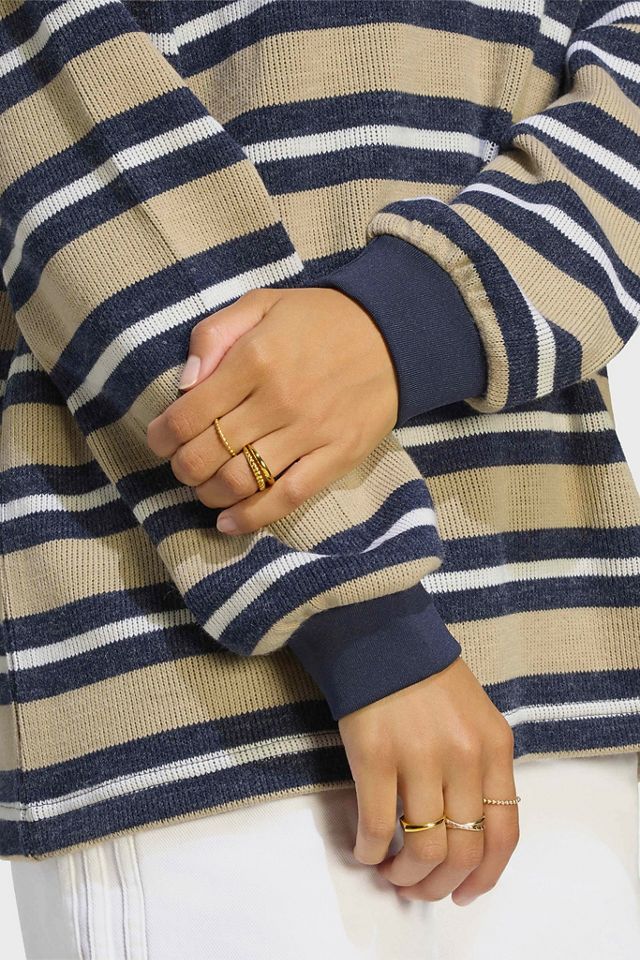 adidas Originals Striped Knit Oversized Long Sleeve Polo #1