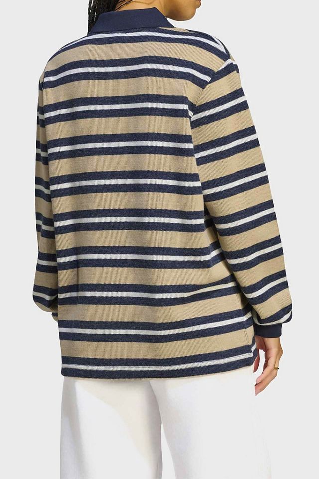 adidas Originals Striped Knit Oversized Long Sleeve Polo #2