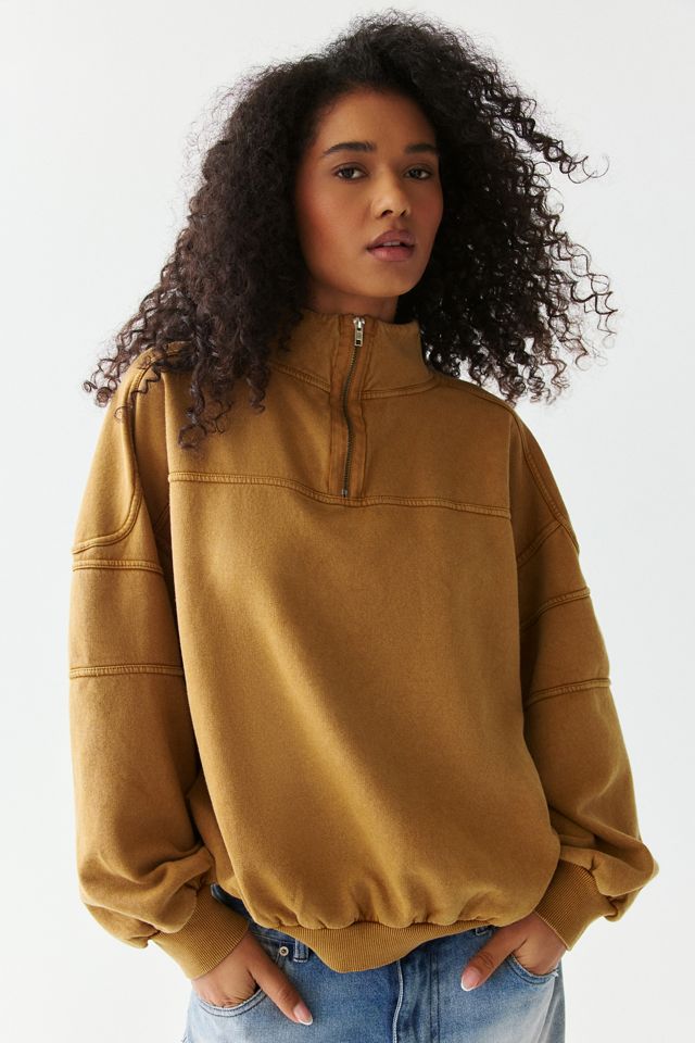 BDG Legacy Vintage Wash Quarter Zip Pullover | Urban Outfitters