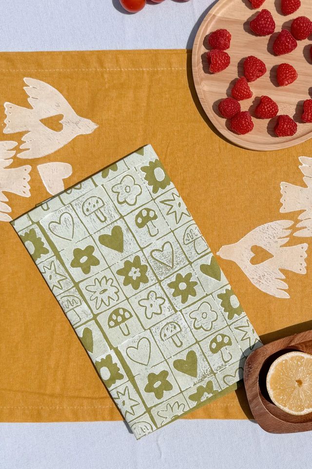 Julie Peach Block Printed Garden Squares Napkins #2