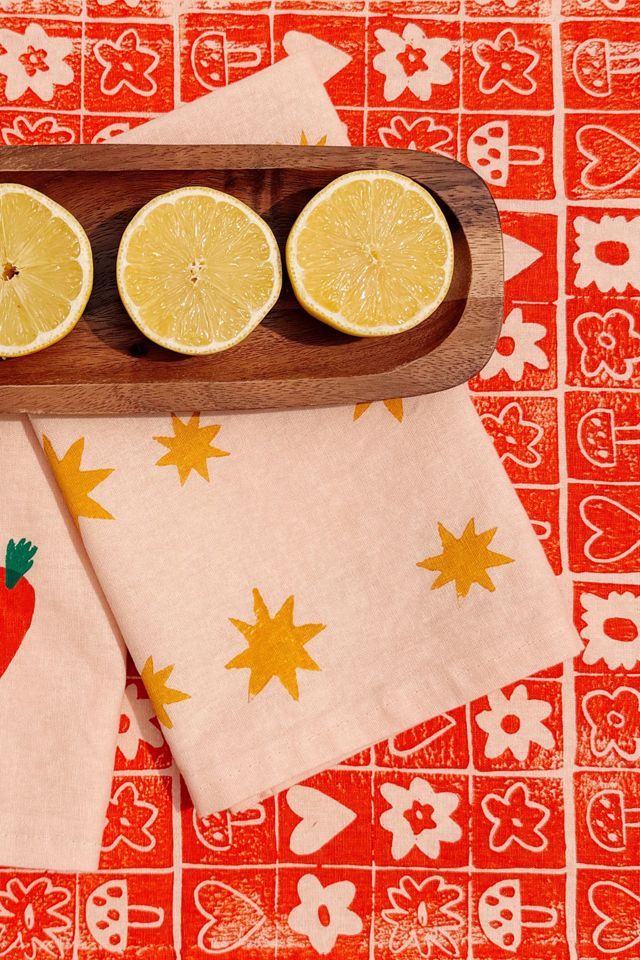 Julie Peach Block Printed Starburst Napkins #2