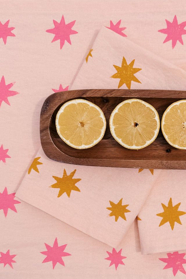 Julie Peach Block Printed Starburst Napkins #3