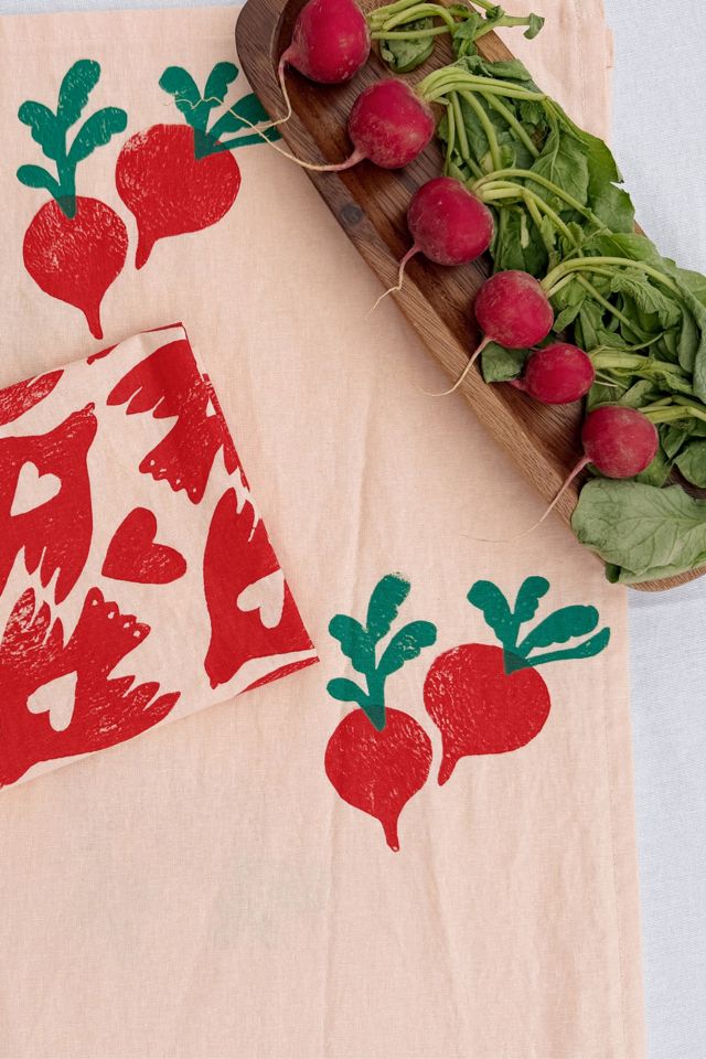 Julie Peach Block Printed Beets Table Runner #2