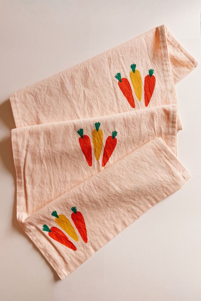 Julie Peach Block Printed Carrots Table Runner #2