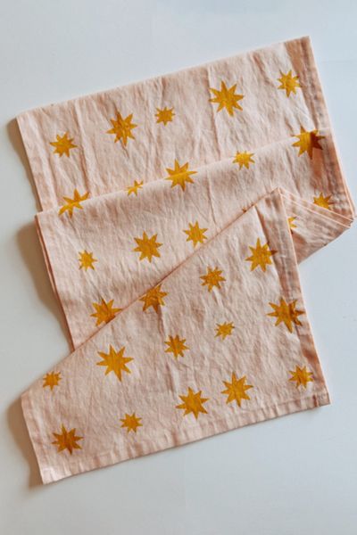 Julie Peach Block Printed Starburst Runner