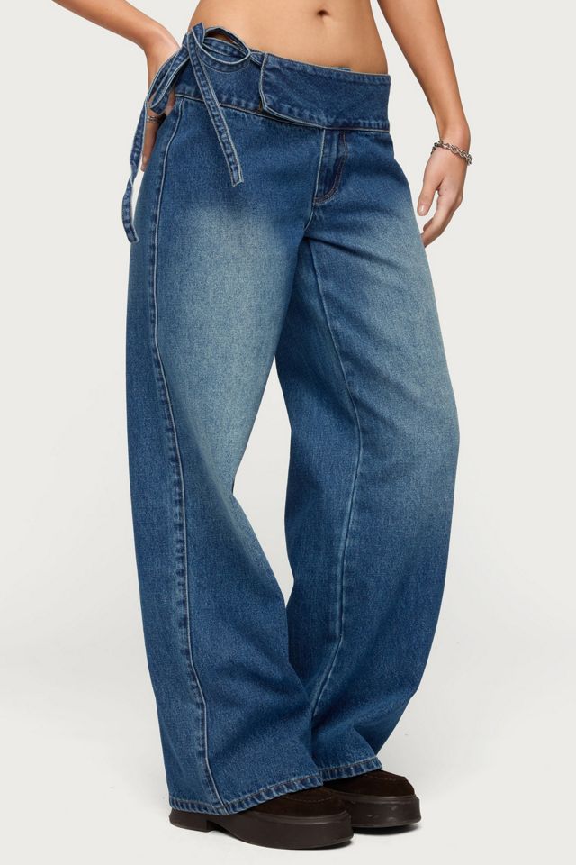 Edikted Cleo Tie Waist Low Rise Baggy Jeans #2